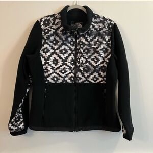EUC The North Face Women's Black/White Aztec Western Denali Fleece Jacket Large